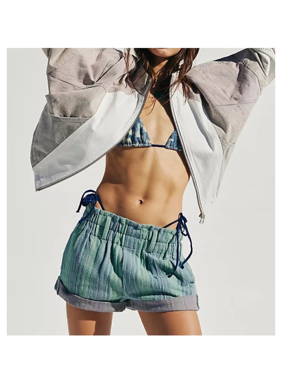 FREE PEOPLE: Baja Aurg Stripe Shorts In Blue Combo..NWT